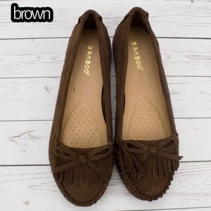 Cute Brown Faux Suede Moccasins